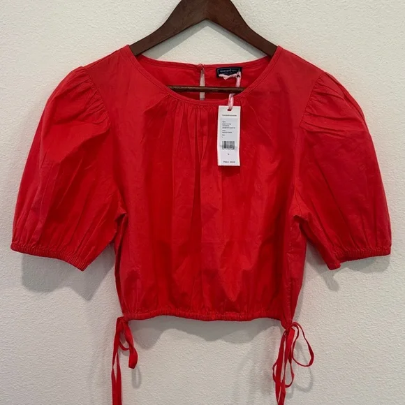 Vineyard Vines Red Puff Sleeve Blouse - Picture 1 of 9
